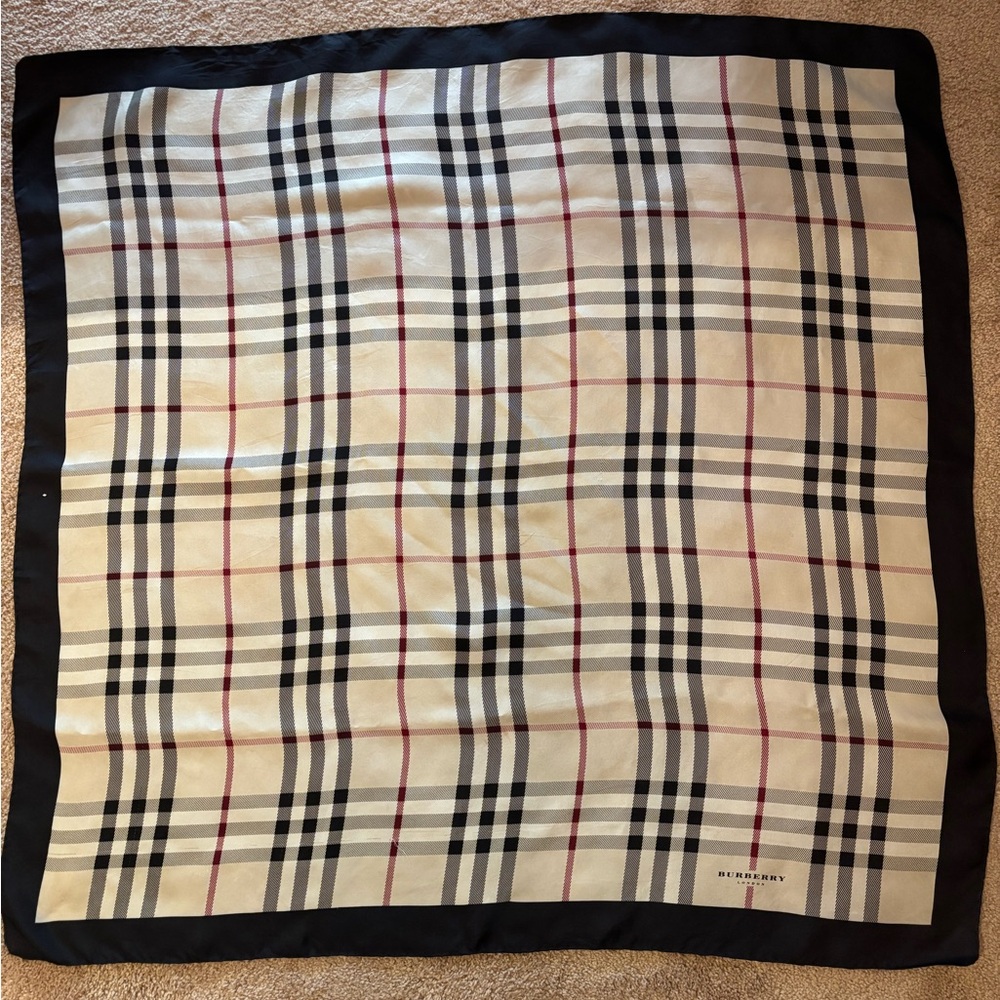 Burberry Beige and Red Plaid Scarf